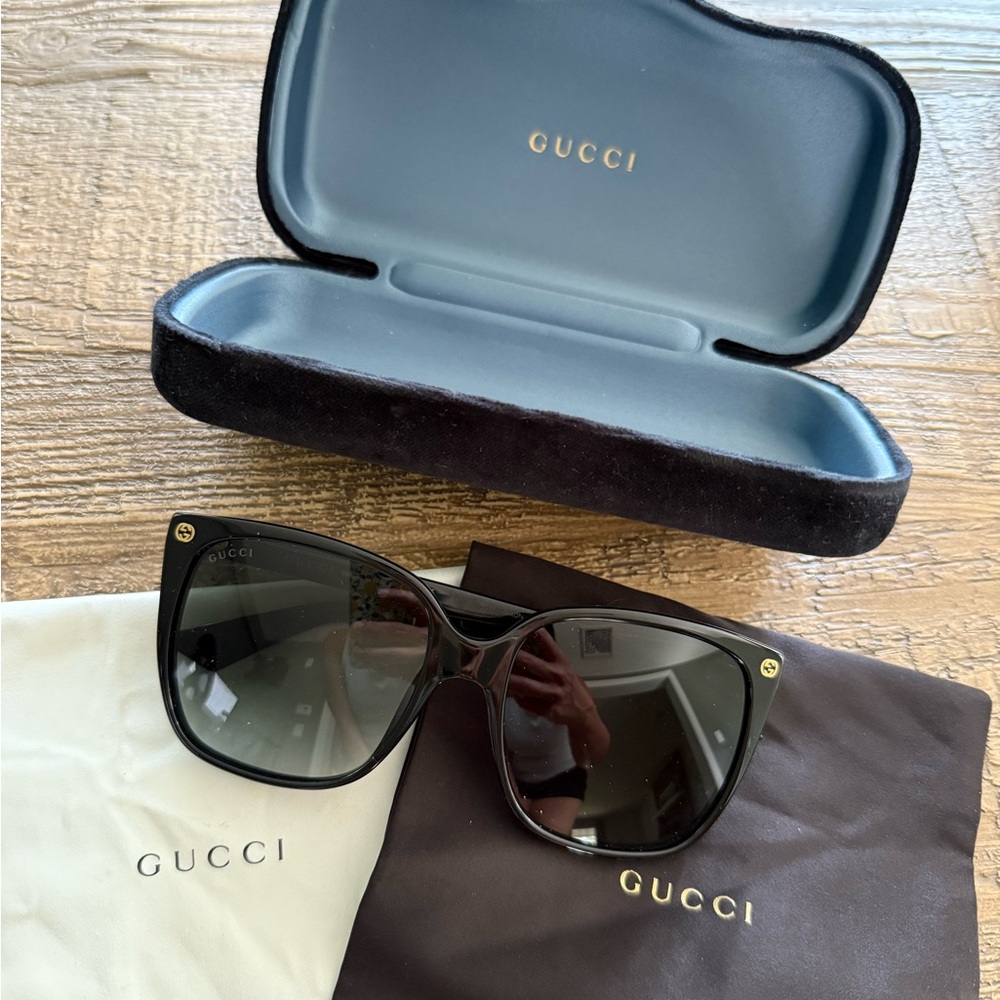Gucci Lightness Black Designer Sunglasses with Gradient Lenses